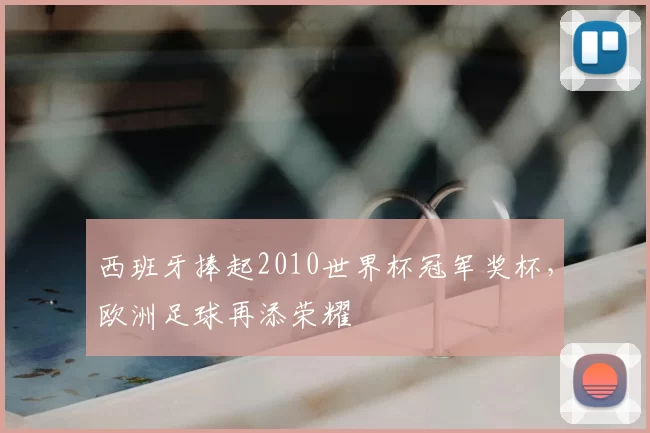 西班牙捧起2010世界杯冠军奖杯,欧洲足球再添荣耀